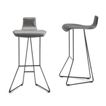Exclusive Cattelan Italia Pepe stool in textured gray leather with black embossed finish