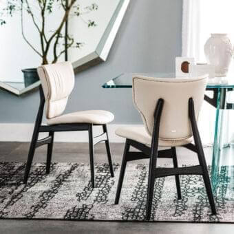 Distinctive Cattelan Italia Dumbo chair with Canaletto walnut stained ash wood and light beige upholstered seat and backrest