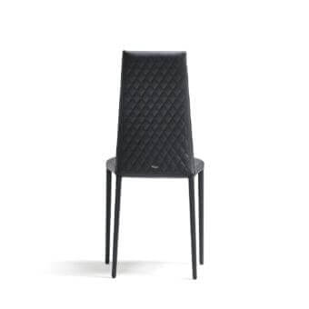 Distinguished Cattelan Italia Kay chair fully upholstered in dark fabric with quilted diamond pattern backrest and slender tapered legs