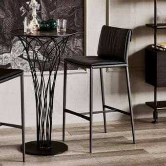 Distinguished Cattelan Italia Isabel ML stool with dark textile upholstery and slender matte black steel legs