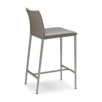 Elegant Cattelan Italia Norma stool with lacquered steel frame and soft leather upholstery offering quilted backrest