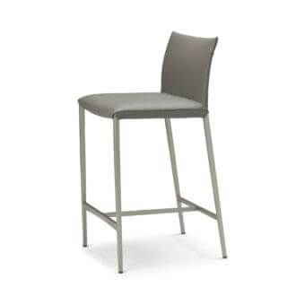 Elegant Cattelan Italia Norma stool with graphite embossed lacquered steel and sleek gray synthetic leather upholstery in a matte finish