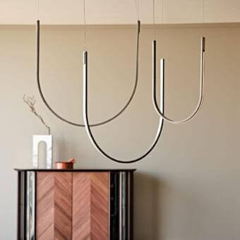 Superior Cattelan Italia Nahun suspension lamp in satin iron grey embossed lacquered steel with refined brass details