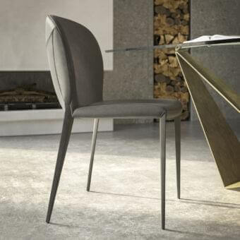 Distinguished Cattelan Italia Nancy chair with uniform gray leather-like material and subtle stitching details