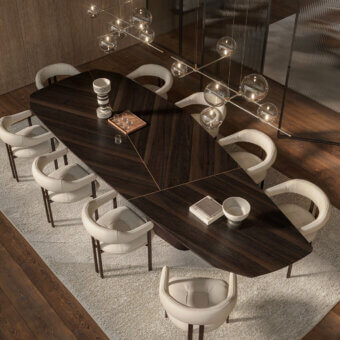 Distinguished Cattelan Italia Senator Wood table with dark brown wood and counterbalanced joints in a smooth matte finish