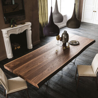Distinguished Cattelan Italia Gordon Deep Wood table with expansive wood top and minimalist metal legs in matte finish