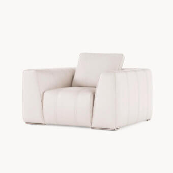 Distinguished Visionnaire Loving F lounge chair with resilient polyurethane, contouring Memory Foam and smooth matte beige leather upholstery