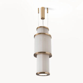 Distinguished Visionnaire Giano suspension lamp with glass levels and satin-finished steel frame diffusing filtered light