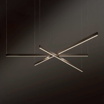 Exceptional Contardi Fly Multipla suspension lamp crafted in dark bronze metal with a smooth satin finish