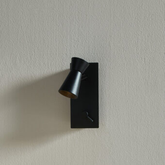 Elegant Contardi G+T Reading Wall Lamp crafted in matte black metal with subtle golden interior accents