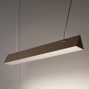 Distinguished Contardi Stick suspension lamp with translucent white diffuser and matte dark bronze metal construction