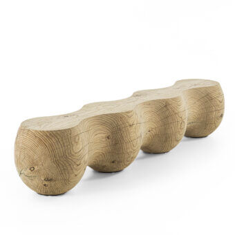 Captivating Riva 1920 Bruco bench crafted in Lebanon Cedar wood with gentle curves and a matte finish