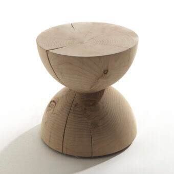 Exceptional Riva 1920 Clessidra ottoman sculpted from scented Cedar of Lebanon with a matte finish