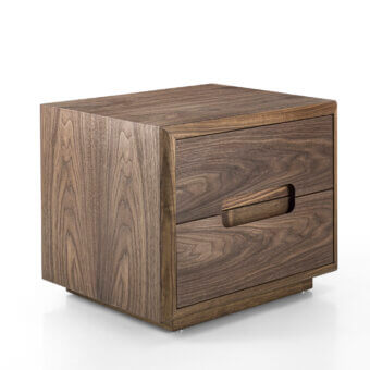 Distinguished Riva 1920 Sospiro nightstand crafted in medium-dark brown solid wood and blockboard with a subtle satin sheen