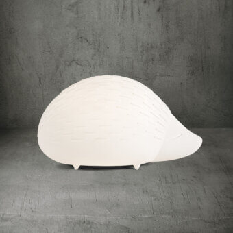 Captivating Serralunga Bonnie sculpture crafted in pale off-white LLDPE with integrated RGBW illumination and matte finish