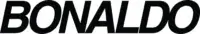 BONALDO logo, black sans-serif typeface, block letters with textured finish against a blurred white background, high contrast design.
