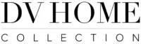 DV HOME COLLECTION logo, grayscale serif typography, stacked text with horizontal line, centered alignment, minimalist design.