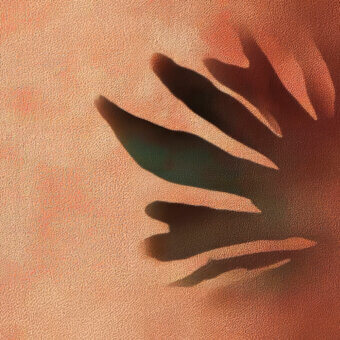 Distinguished Wall&Decò Eclisse wallpaper with shadowed leaf silhouettes against a warm terracotta textured organic bio-vinyl surface and d.TW finish