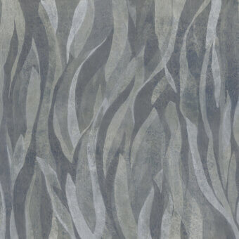 Elegant Wall&Decò Majestic Kelp wallpaper with graceful forms and muted gray water-based resin composition