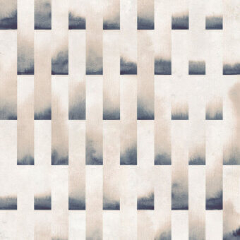 Distinguished Wall&Decò Onde wallpaper with muted beige and gray tones, a refined rhythm of intersecting rectangular shapes and soft texture