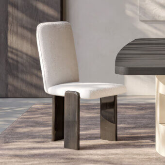 Distinguished Costantini Pietro Academy chair solid beechwood frame cream‑textured upholstery matte finish slab‑like legs