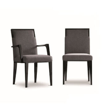 Luxury Costantini Pietro Concept chair with high‑gloss beech wood frame and seat, grey upholstered back plus seat