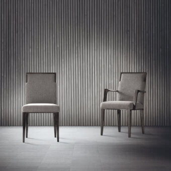 Elite Costantini Pietro Concept chair with matte beech wood frame and padded grey textile upholstery