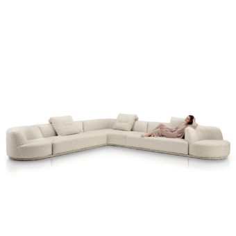 Luxury Alivar Bordone Modular Sofa in off‑white/cream textured bouclé matte fabric