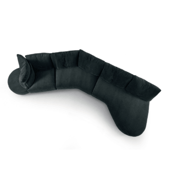Exquisite Alivar Durante modular sofa in deep black matte fabric with segmented construction and generous real down padding