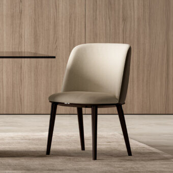 Elegant Costantini Pietro Kaleido Chair & Armchair beige‑cream seat, rounded backrest, fabric leathers on beechwood frame
