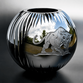 Fire Panther Black Sphere Vase