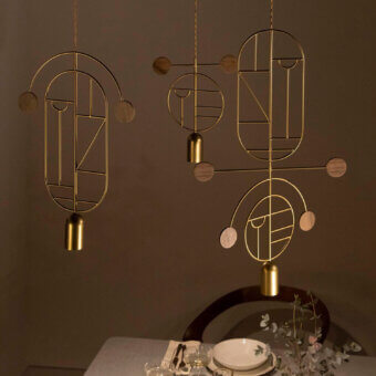 Wooden Dots Suspension Lamp - Multi-Piece