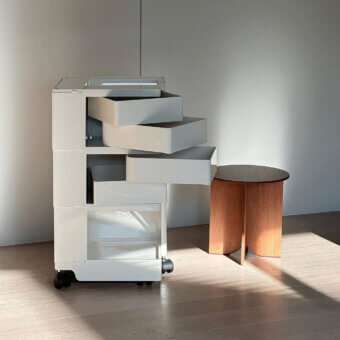 Refined B-Line Boby Trolley multifunctional storage unit in crisp white injection-molded ABS plastic with swivel casters
