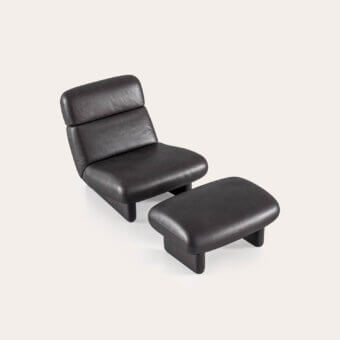 Sleek CPRN Homood Brenda lounge chair and matching ottoman in charcoal grey premium leather with a smooth minimalist finish