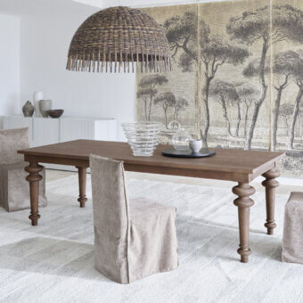 Exceptional Gervasoni Gray 32-33 dining table crafted in rich medium-to-dark brown ash wood with matte finish and bulbous legs