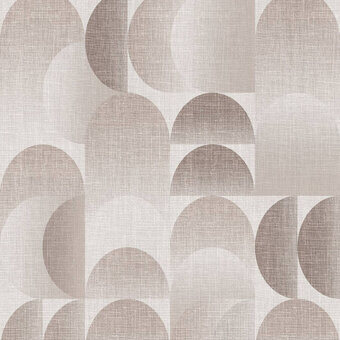Sophisticated Tecnografica wallcovering featuring geometric arches and semi circles in beige taupe off white textured paper