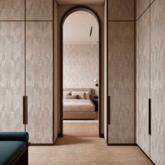 Luxury Tecnografica Italian Wallcoverings modular wallcovering in abstract ikat patterns with matte synthetic textile