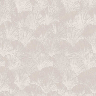Exquisite Tecnografica wallcovering in neutral beige and light taupe featuring textured finish with ginkgo leaf motifs