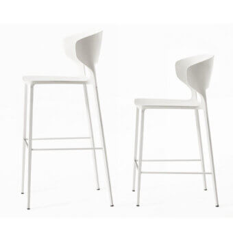 Sophisticated Desalto Koki barstool featuring polyurethane shell and steel structure in matte white finish