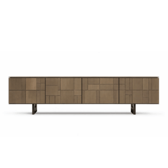 Sophisticated JR Home by John Richmond Karen JR-744 sideboard featuring geometric mosaic panels and metallic brass finish