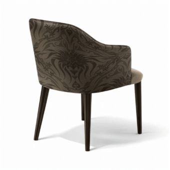 Exquisite JR Home John Richmond armchair in dark brown and taupe with solid ash wood and black open pore stain