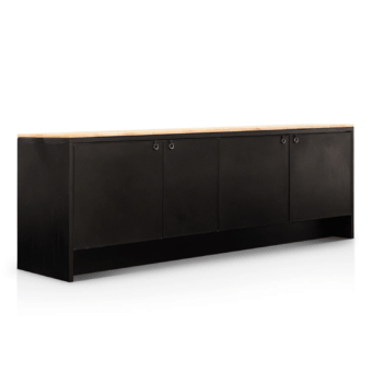 Exquisite JR Home by John Richmond Ronnie JR-350/4V sideboard in black ash wood and marble with leather panels
