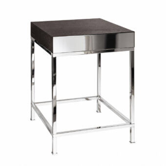 Sophisticated Selezioni Domus Andromeda coffee table featuring dark wood top and polished metal frame