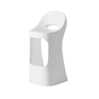 Luxury Slide Amélie stool in monolithic polyethylene with smooth matte white finish and organic architectural cutouts