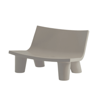 Luxury Slide Low Lita Love sofa in light taupe polyethylene with sculptural organic curves and smooth matte finish detail