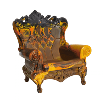 Exclusive Slide Queen of Love Lounge Chair in polyethylene featuring stardust finish and baroque throne silhouette